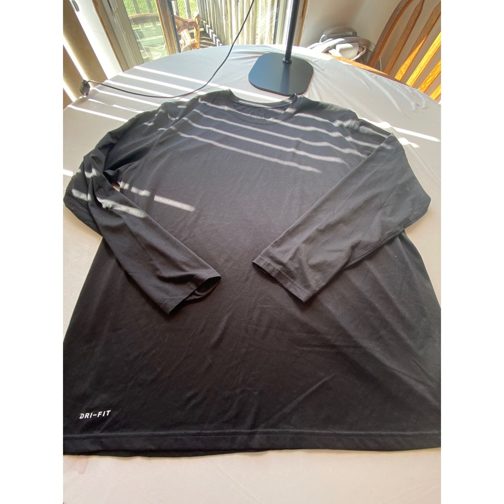 Nike Dri-FIT Mens XXL Long Sleeve Training Shirt Black Athletic Cut Tee